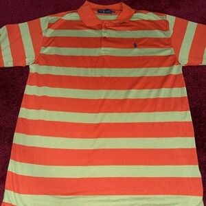 Ralph Lauren pique polo striped orange green large XL men’s